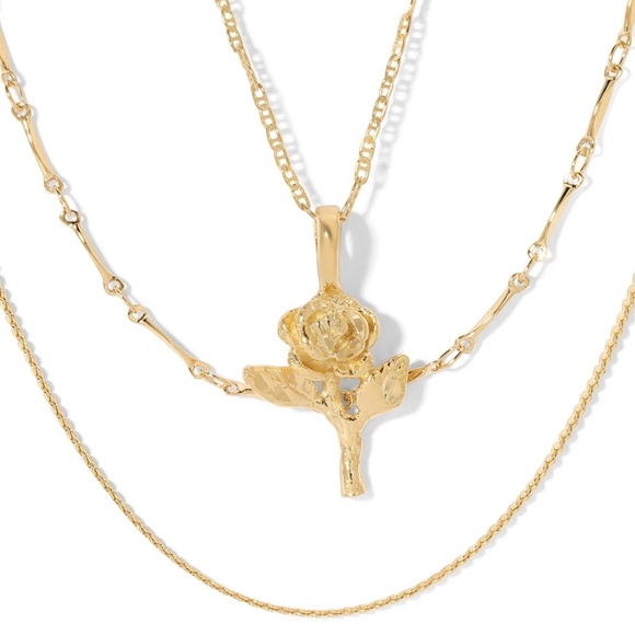 New Vanessa Mooney THE OLIVIA NECKLACE Triple layering stacking necklace set - Picture 1 of 3